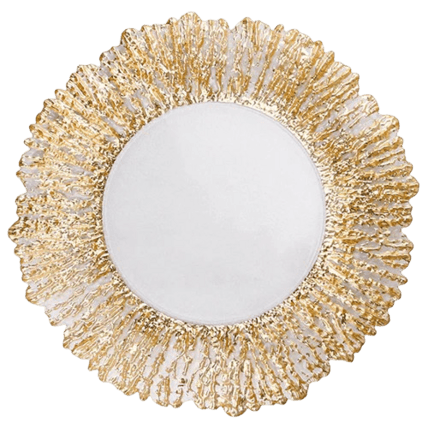 Glass Deniz Flower Gold - Dark Charger charger plate rental