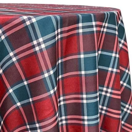 Crimson Holiday Plaid null tablecloth linen rental