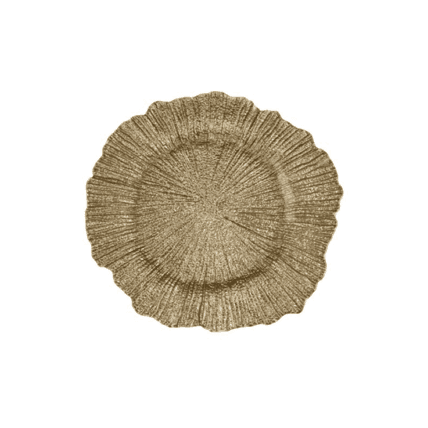 Glass Sea Sponge Gold Charger charger plate rental
