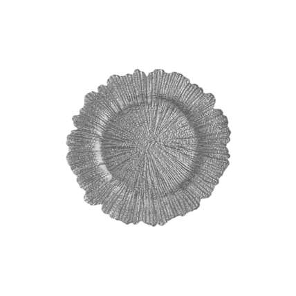 Glass Sea Sponge Silver Charger charger plate rental