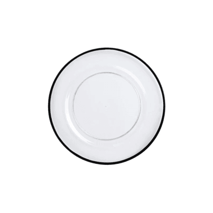 Clear Glass with Black Trim Charger charger plate rental