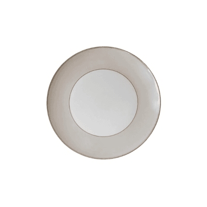 Terra Taupe Gold Trim Charger charger plate rental