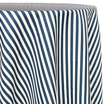 Stripe Navy tablecloth linen rental