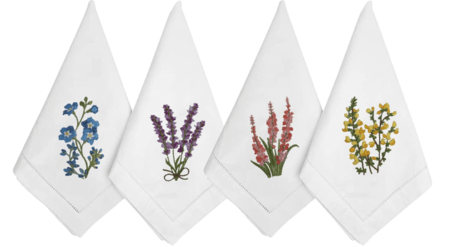18x18 Embroidered white assorted floral Napkins null napkin rental