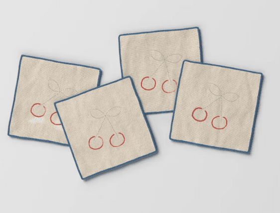 Embroidery Cherry Cocktail Napkins null napkin rental