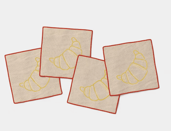 Embroidery Croissant Cocktail Napkins null napkin rental
