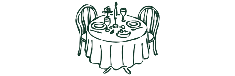 Line drawing of a set table